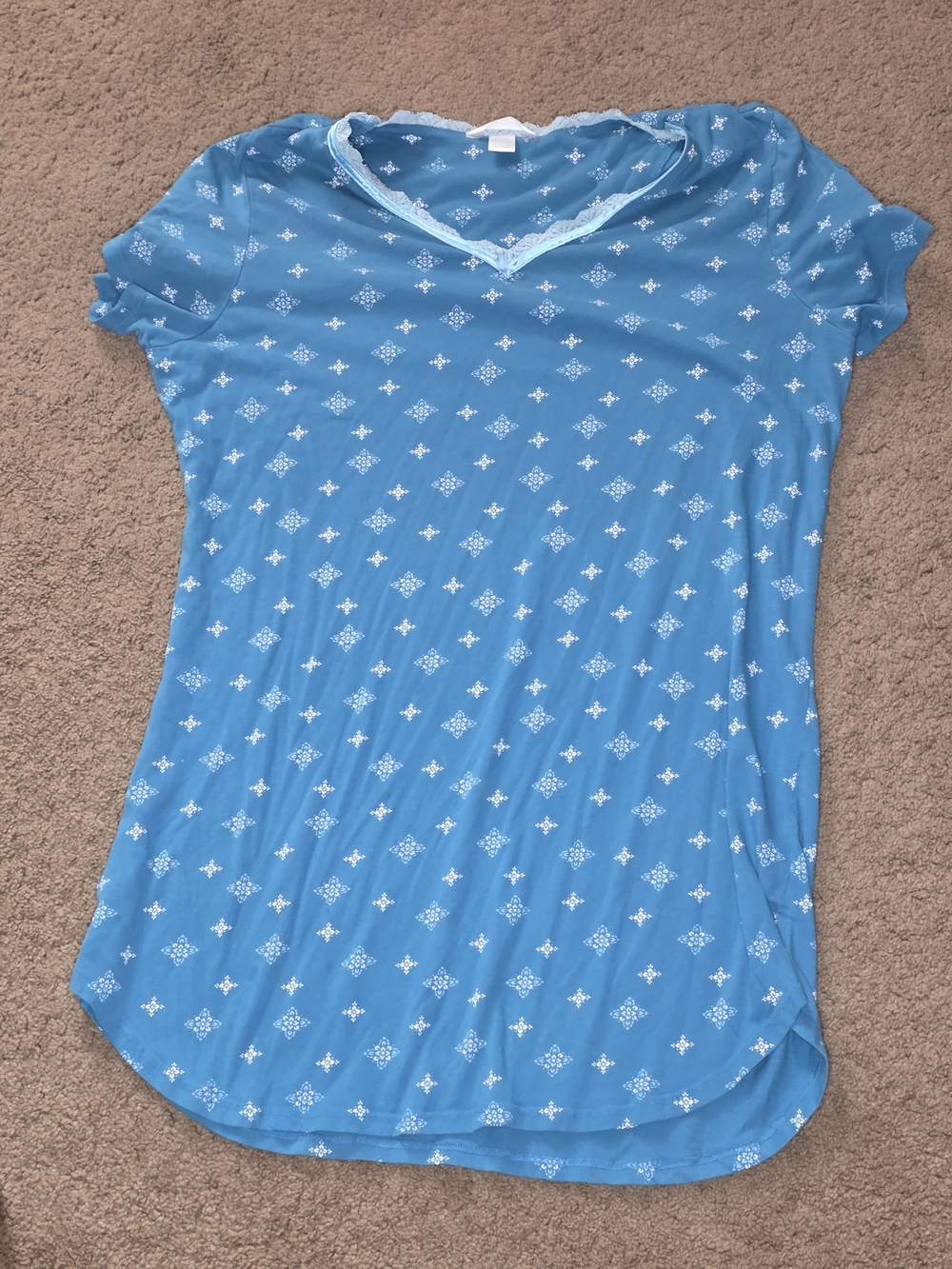 Dockers Blue Printed V-Neck Short Sleeve Sleep Top